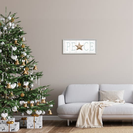 Stupell Industries Peace Seasonal Starfish Sign Framed Giclee Art